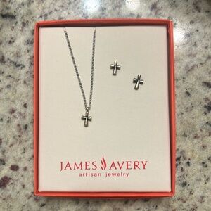 James Avery Cross necklace and earring set